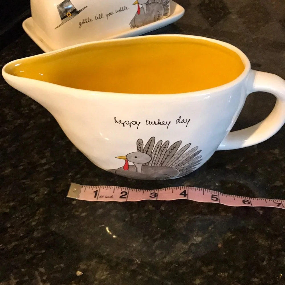Rae Dunn Cream and Yellow Turkey Serveware Set